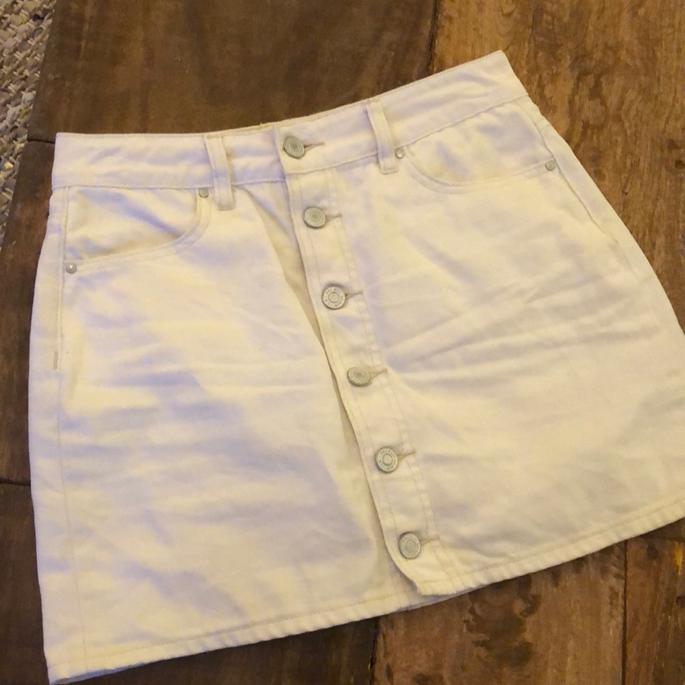 Pacsun White Denim Button Front Skirt